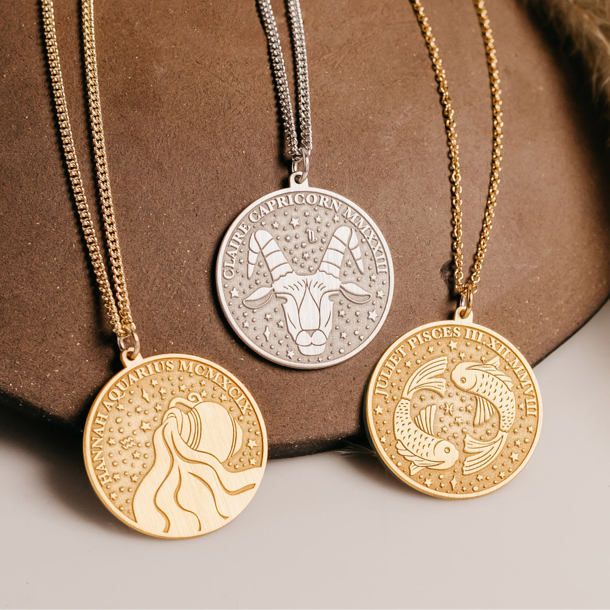 Aquarius Zodiac Medallion Necklace