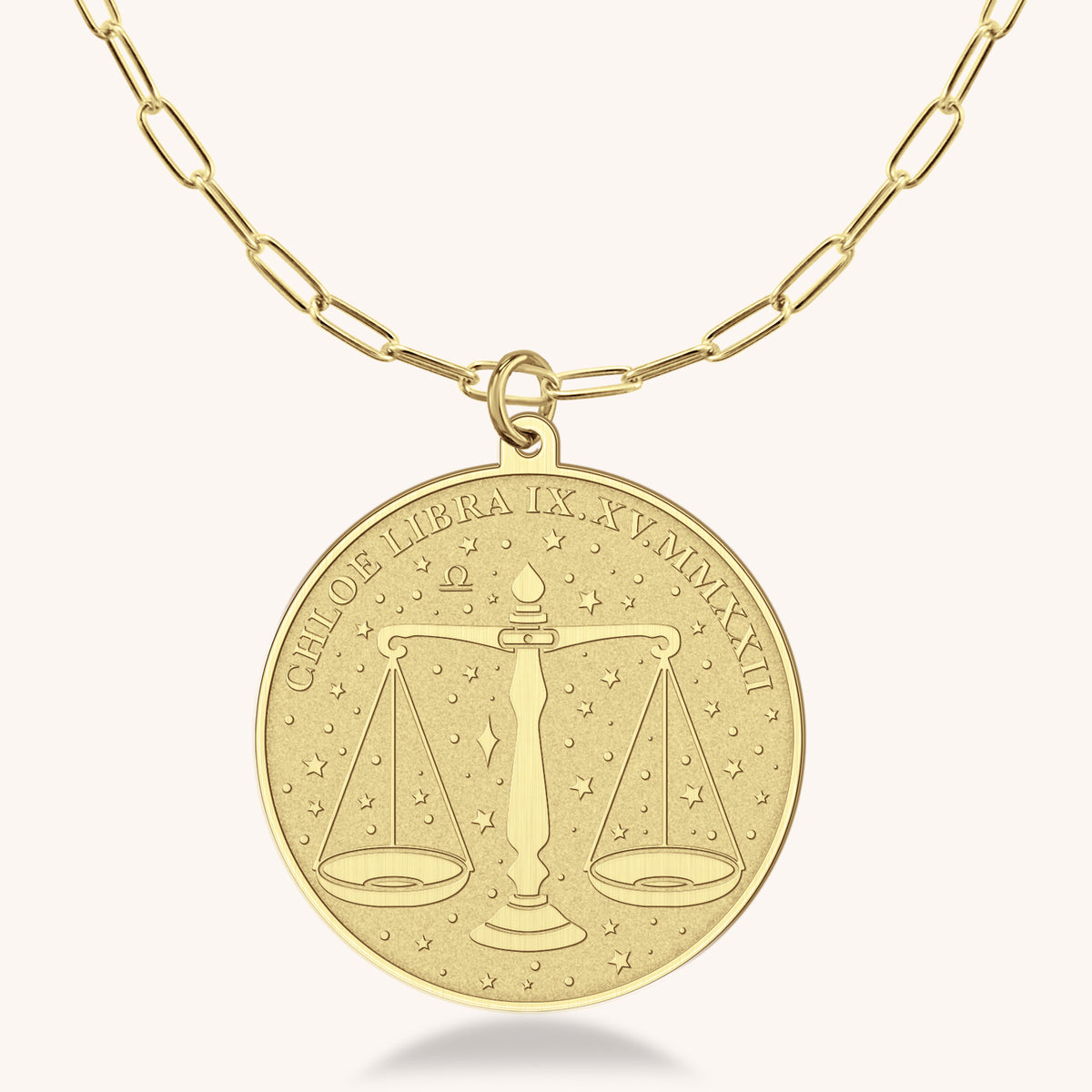 Libra Zodiac Medallion Necklace