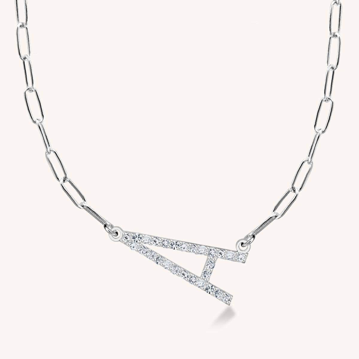 Jamie Block Initial Diamond Paperclip Necklace