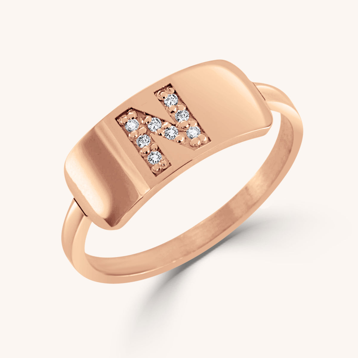 Aria Diamond Initial Plaque Ring