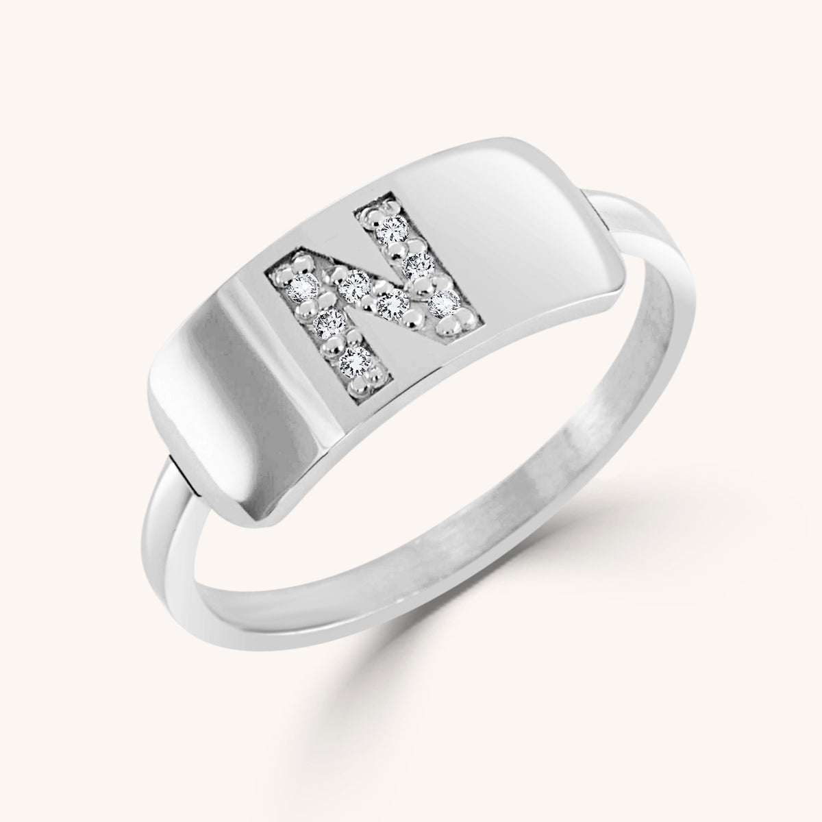Aria Diamond Initial Plaque Ring