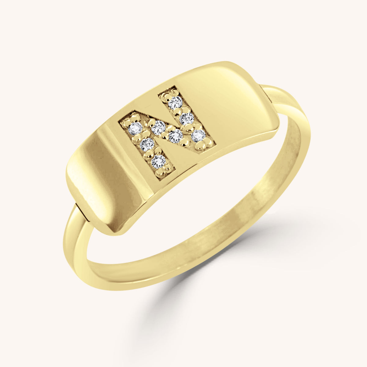 Aria Diamond Initial Plaque Ring