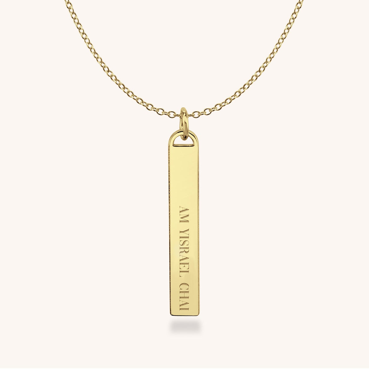 10k Gold Am Yisrael Chai Tag Necklace (English)