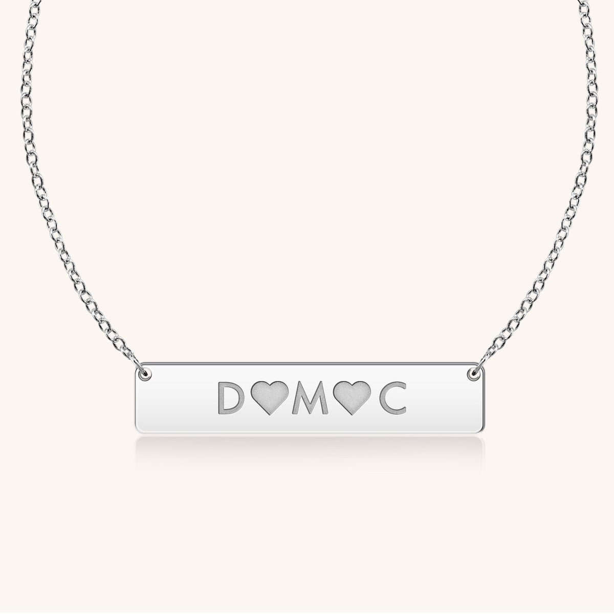 Sterling Silver I Love You Bar Necklace in Block