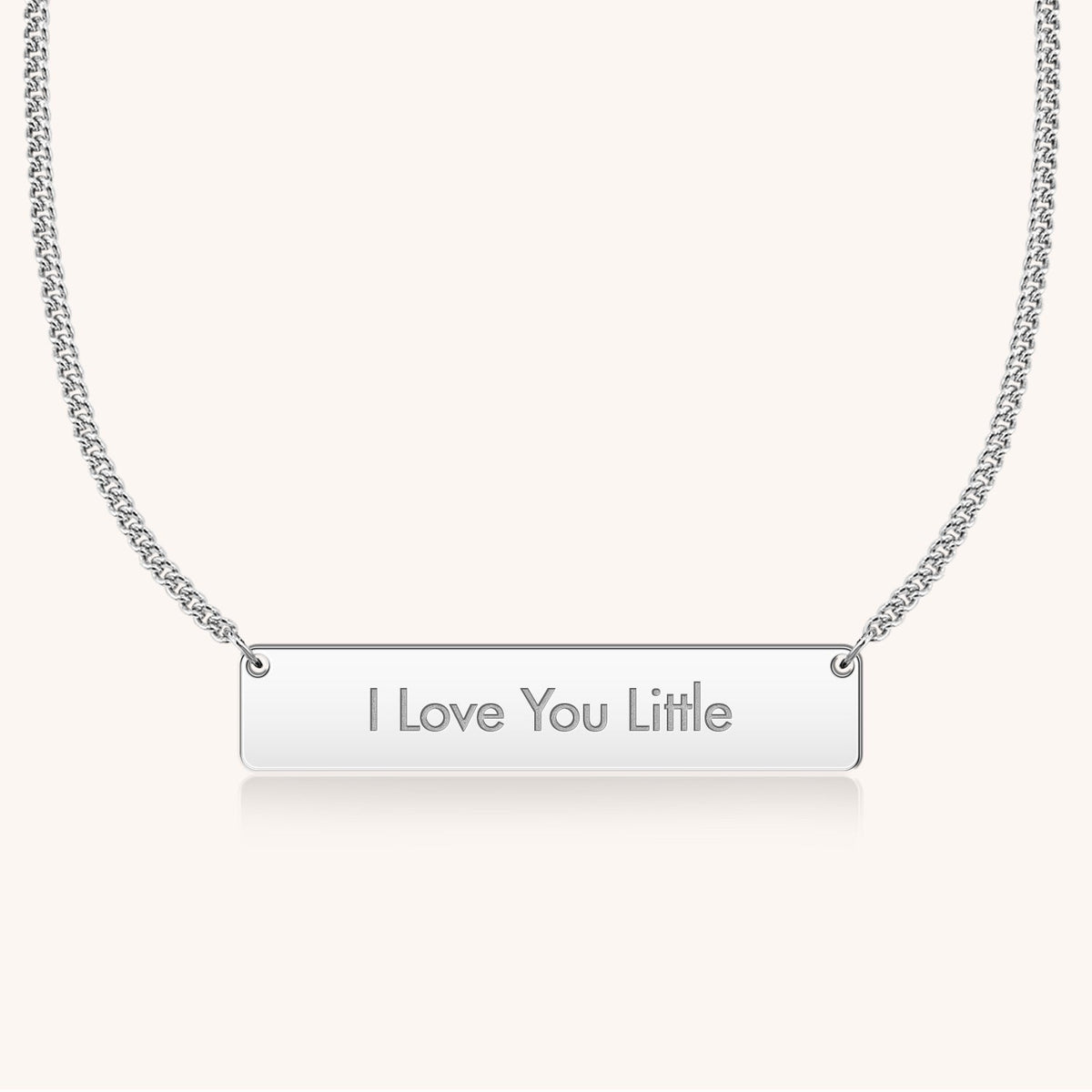 Sterling Silver I Love You Bar Necklace in Block