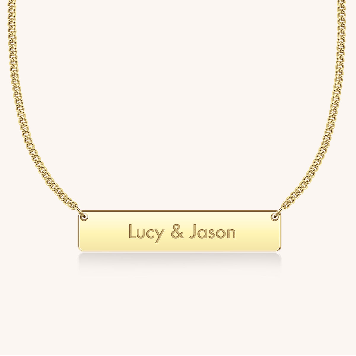 I Love You Bar Necklace in Block