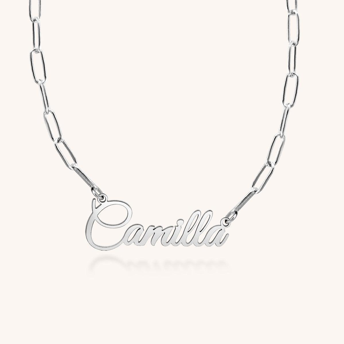 Sterling Silver Camilla Nameplate Paperclip Necklace