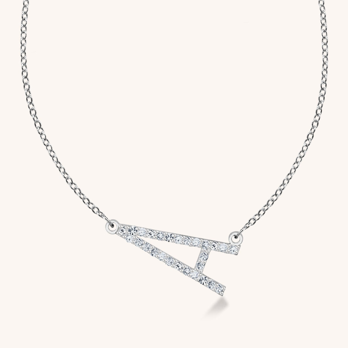 Sterling Silver Jamie Block Initial Diamond Necklace