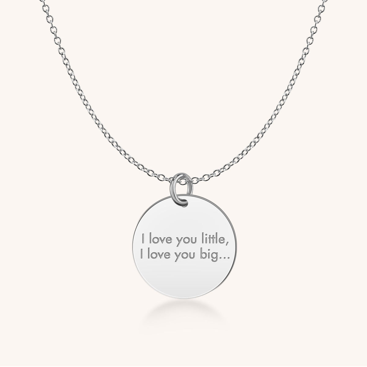 Sterling Silver I Love You Disc in Block