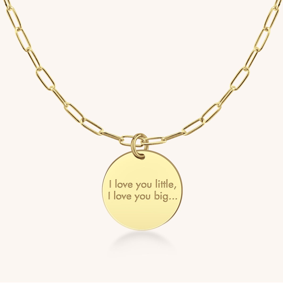 14k Gold I Love You Disc in Block