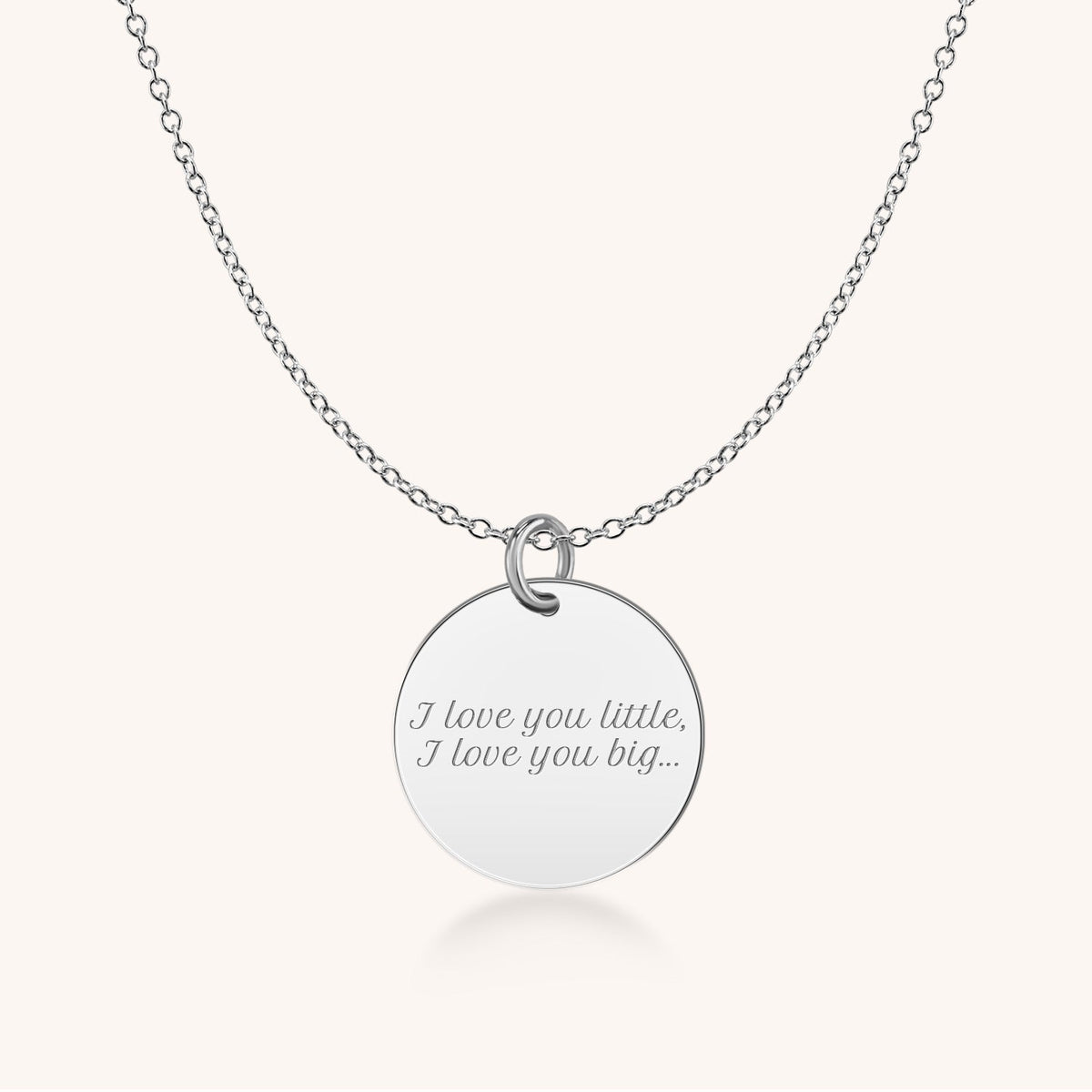 Sterling Silver I Love You Disc in Script