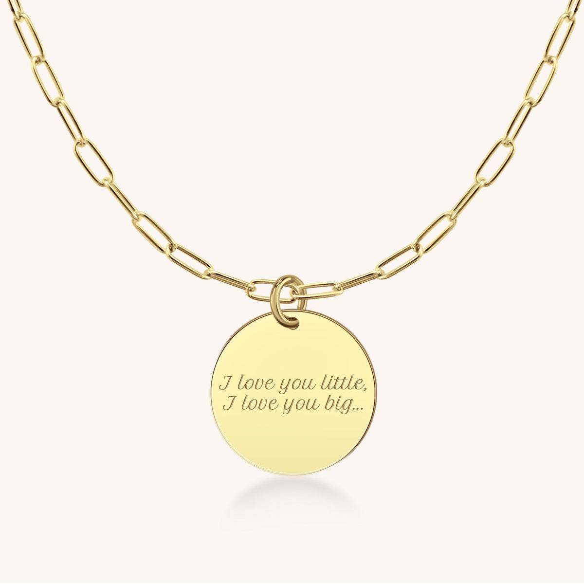 14k Gold I Love You Disc in Script