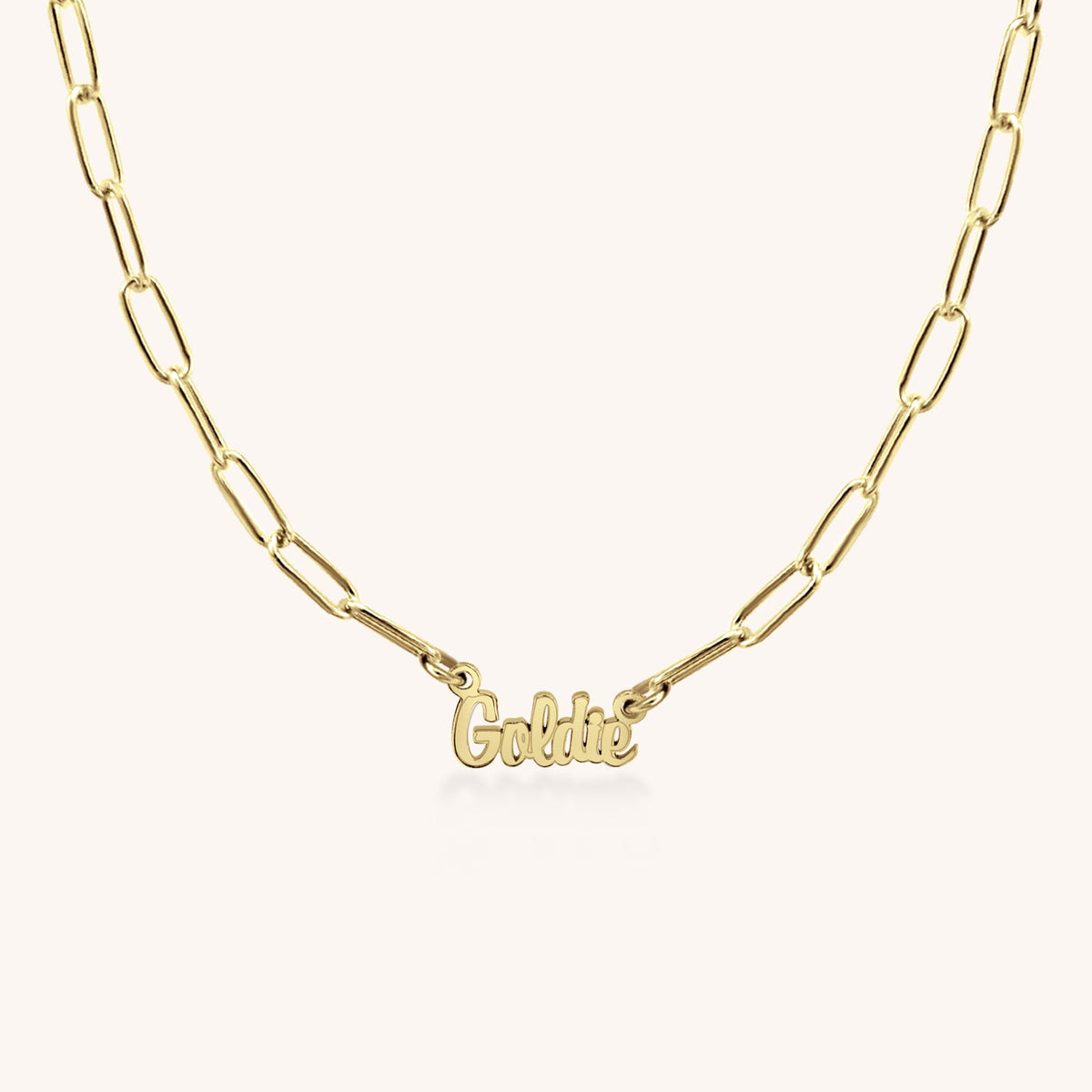 14k Gold Goldie Nameplate Paperclip Necklace