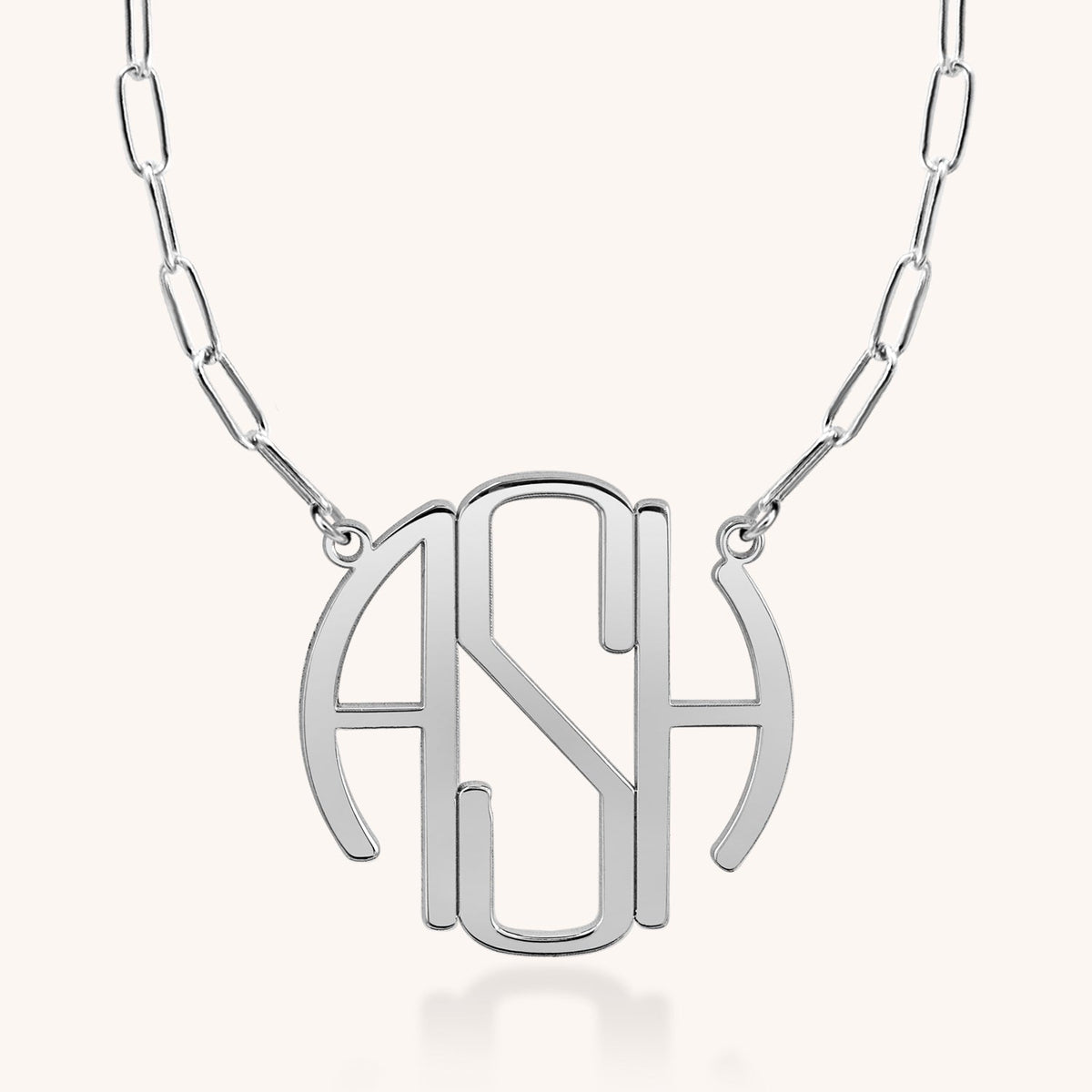 Sterling Silver Joy Monogram Paperclip Necklace