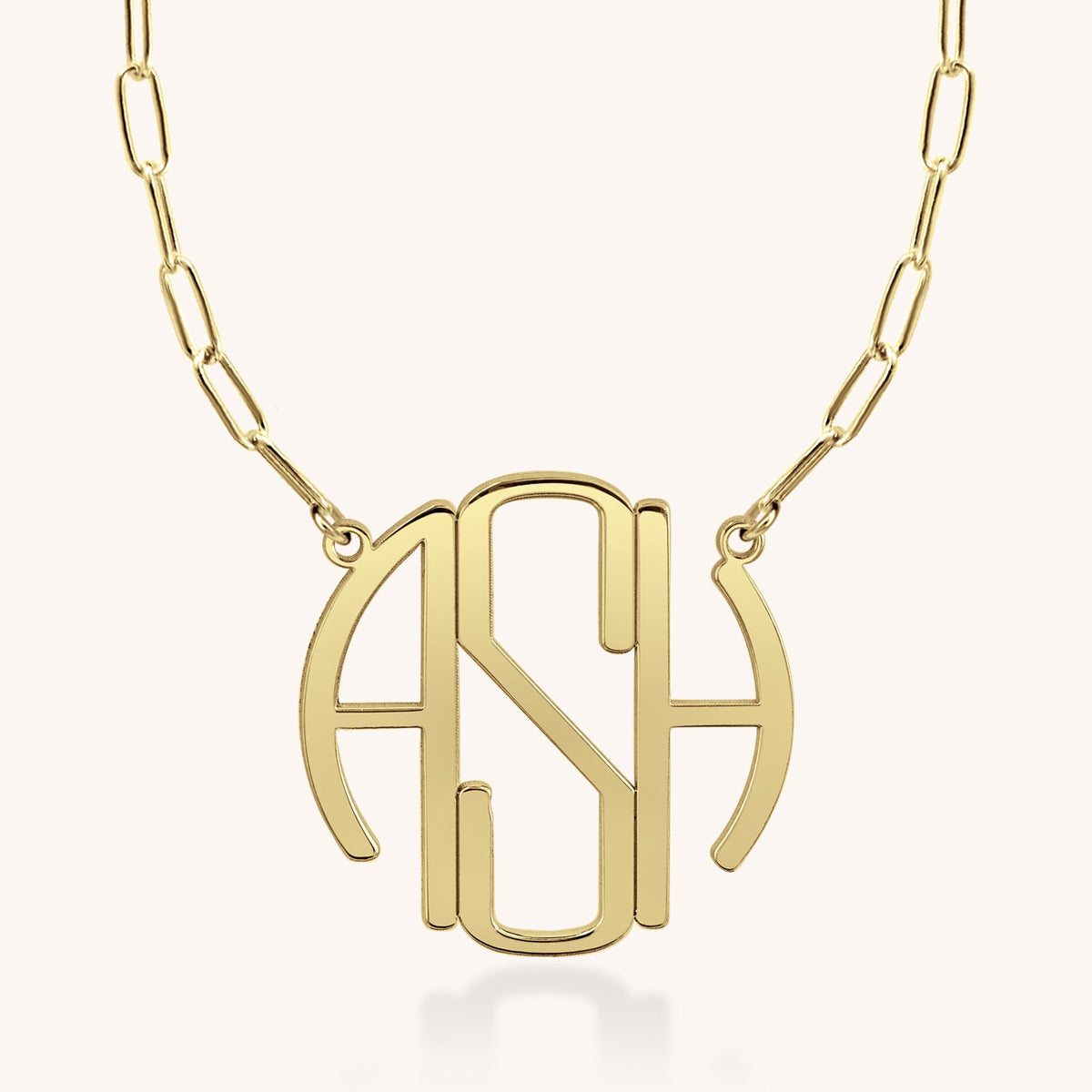 14k Gold Joy Monogram Paperclip Necklace