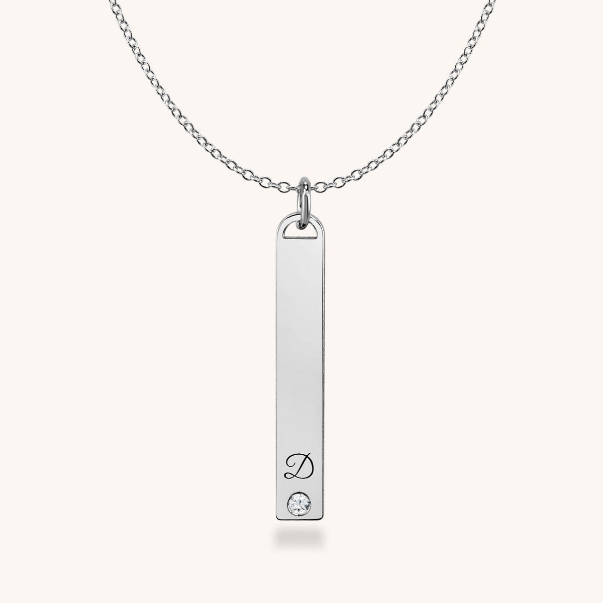 Sterling Silver Ash Heirloom Initial Diamond Tag