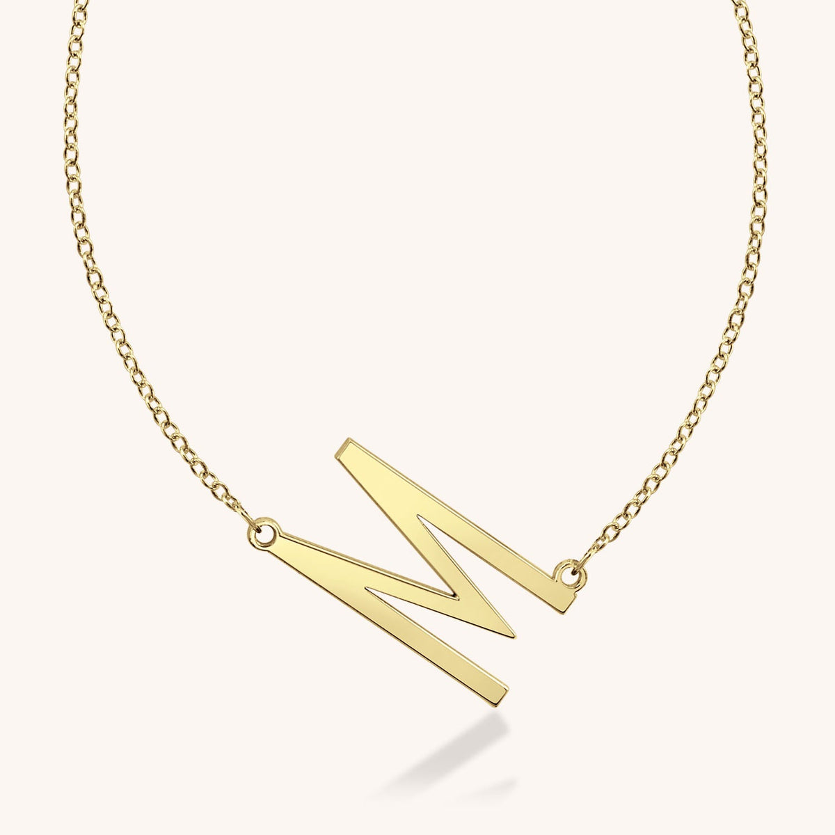 14k Gold Jamie Block Initial Necklace