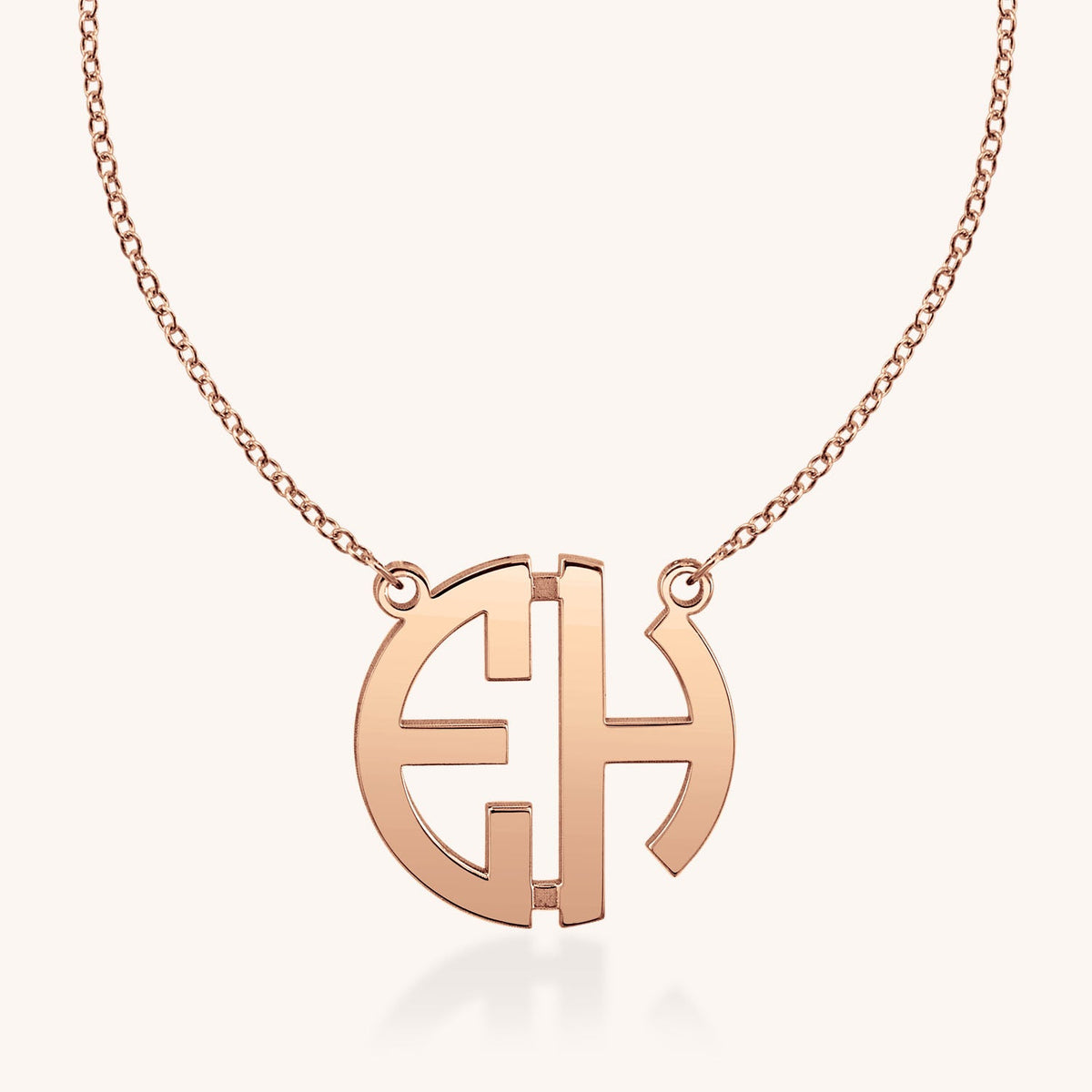 14k Gold Michele Block Monogram Necklace