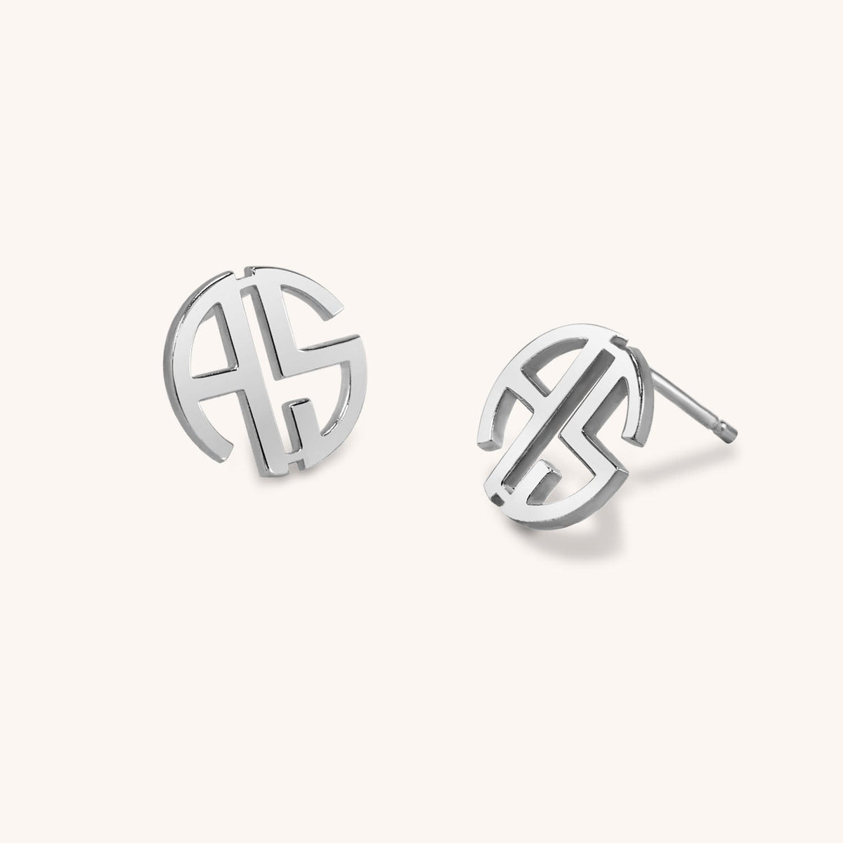 14k Gold Michele 2 Initial Block Monogram Earrings