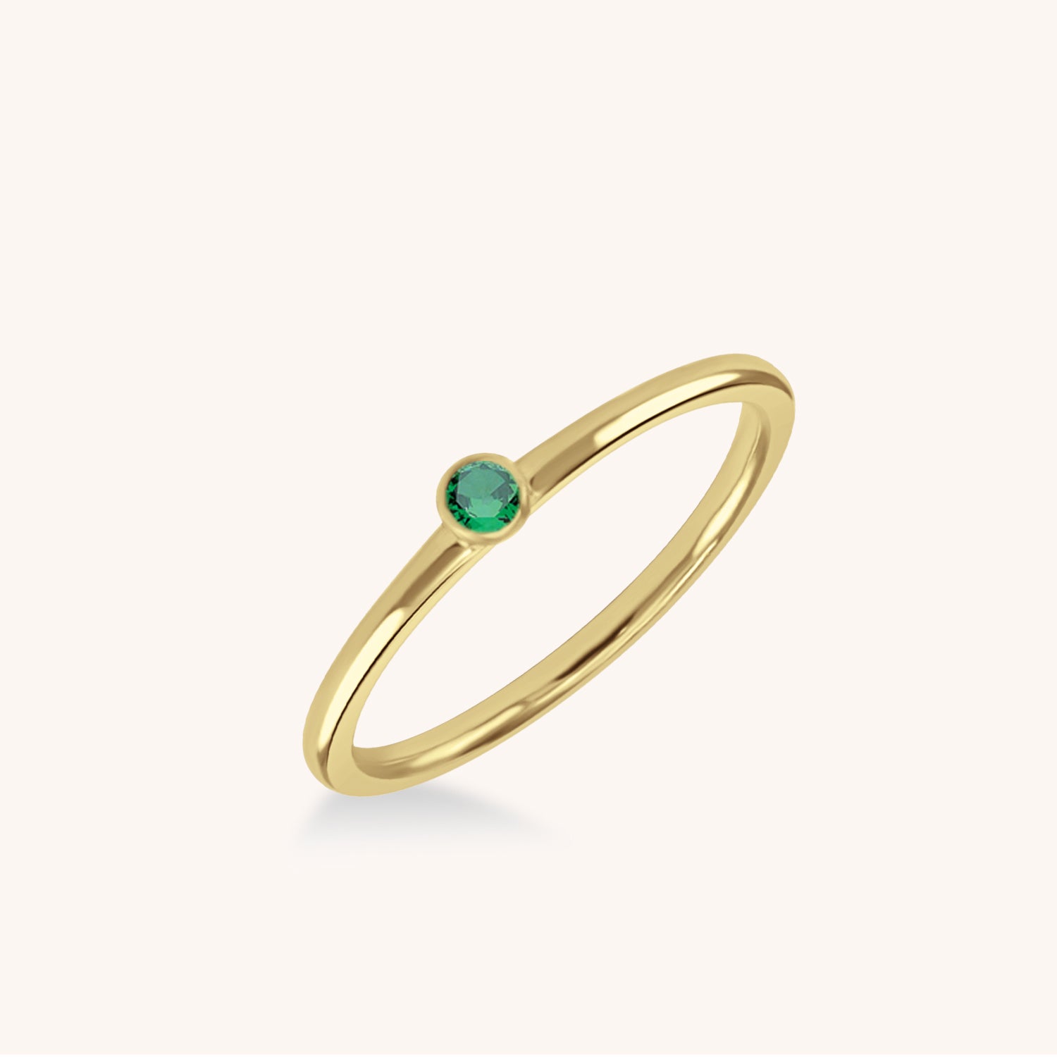 Yellow Gold Plated Stacking Birthstone Ring - monya_