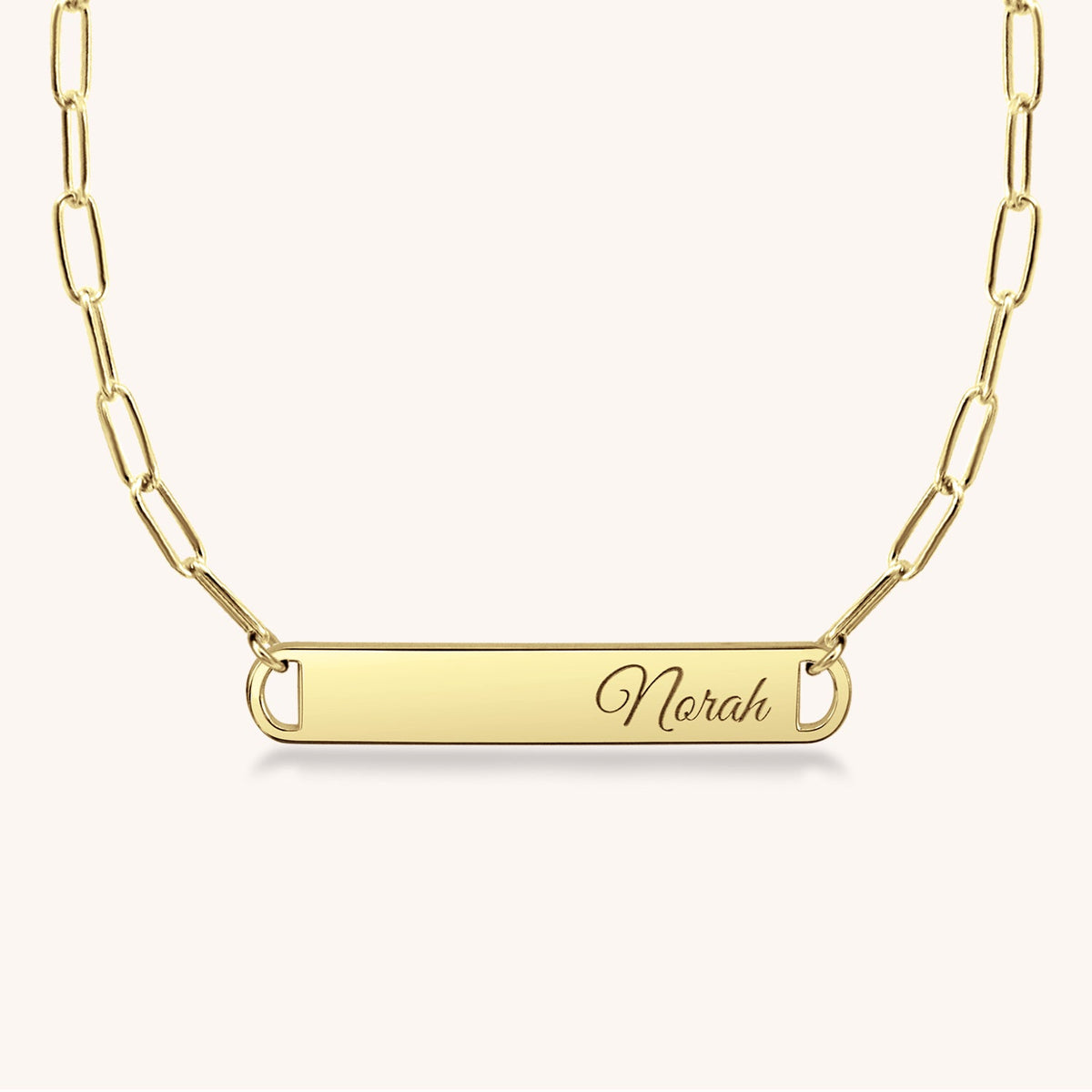 14k Gold Ash Staple Bar Paperclip Necklace