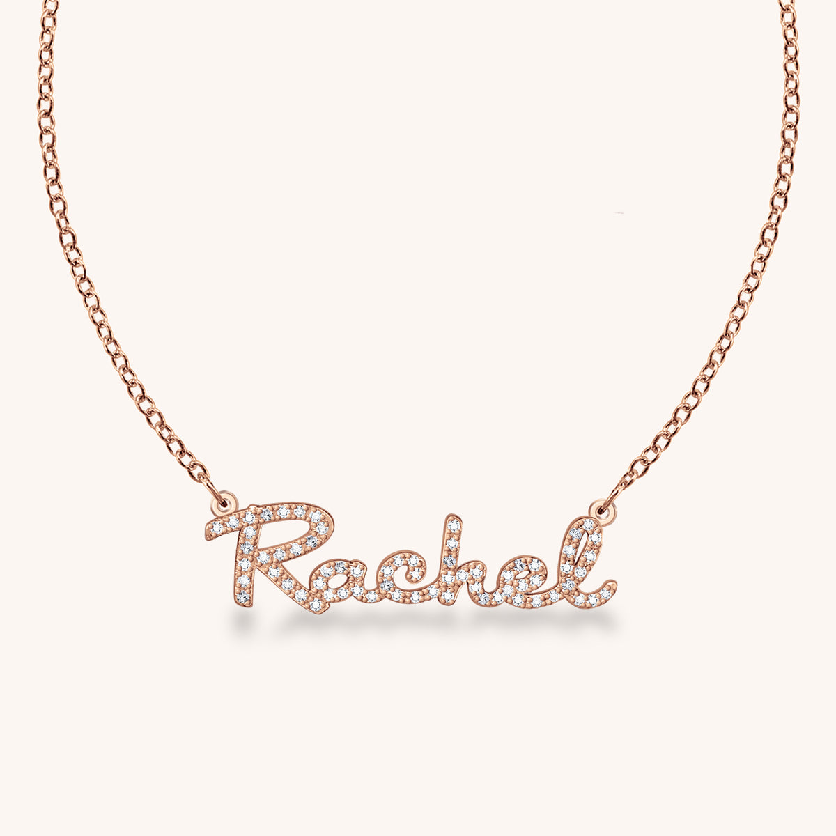 14k Gold Rachel Diamond Nameplate