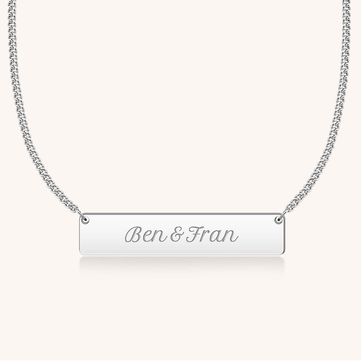 Sterling Silver I Love You Bar Necklace in Script