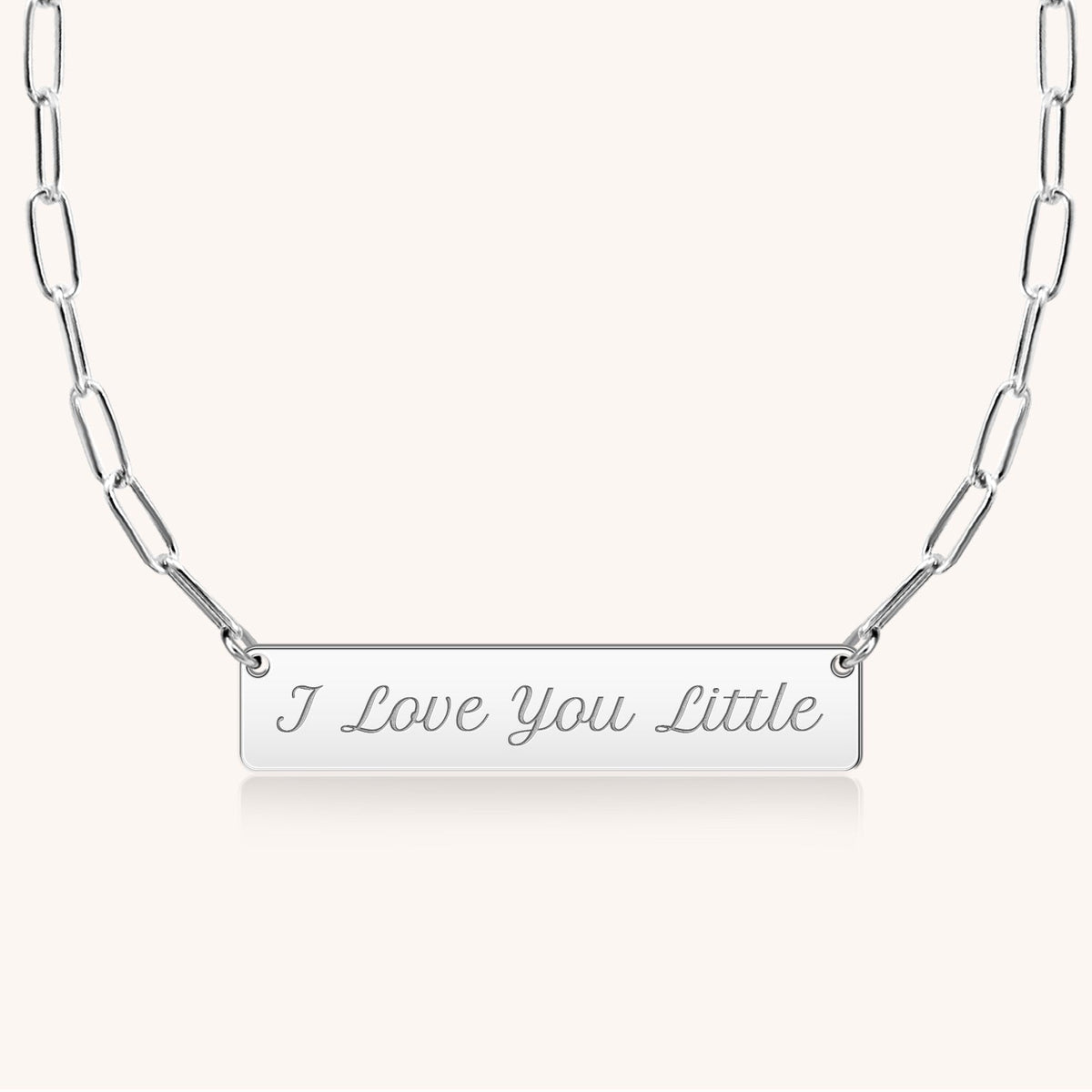 Sterling Silver I Love You Bar Necklace in Script