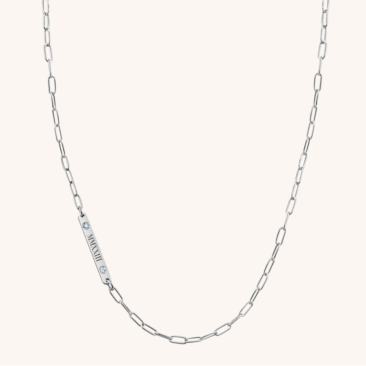 Sterling Silver Di Accent Bar Paperclip Necklace