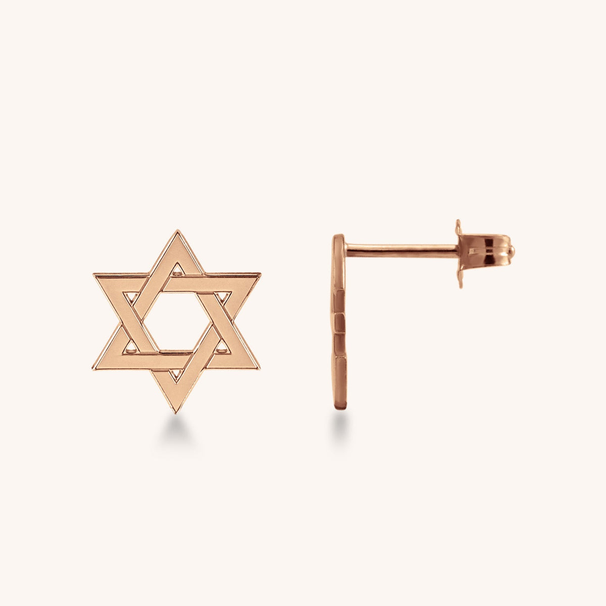 14k Gold Pierced Star of David Earrings