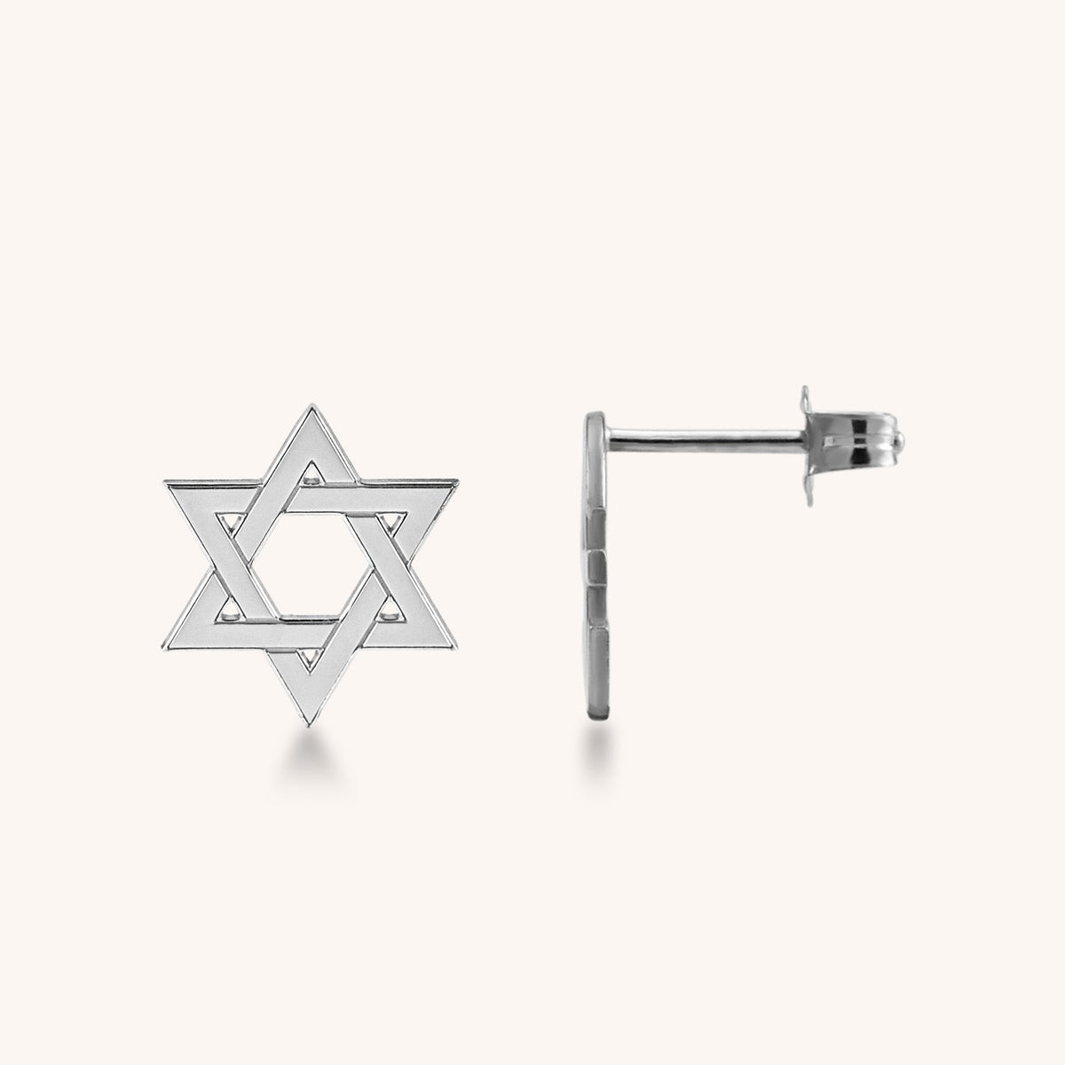 14k Gold Pierced Star of David Earrings