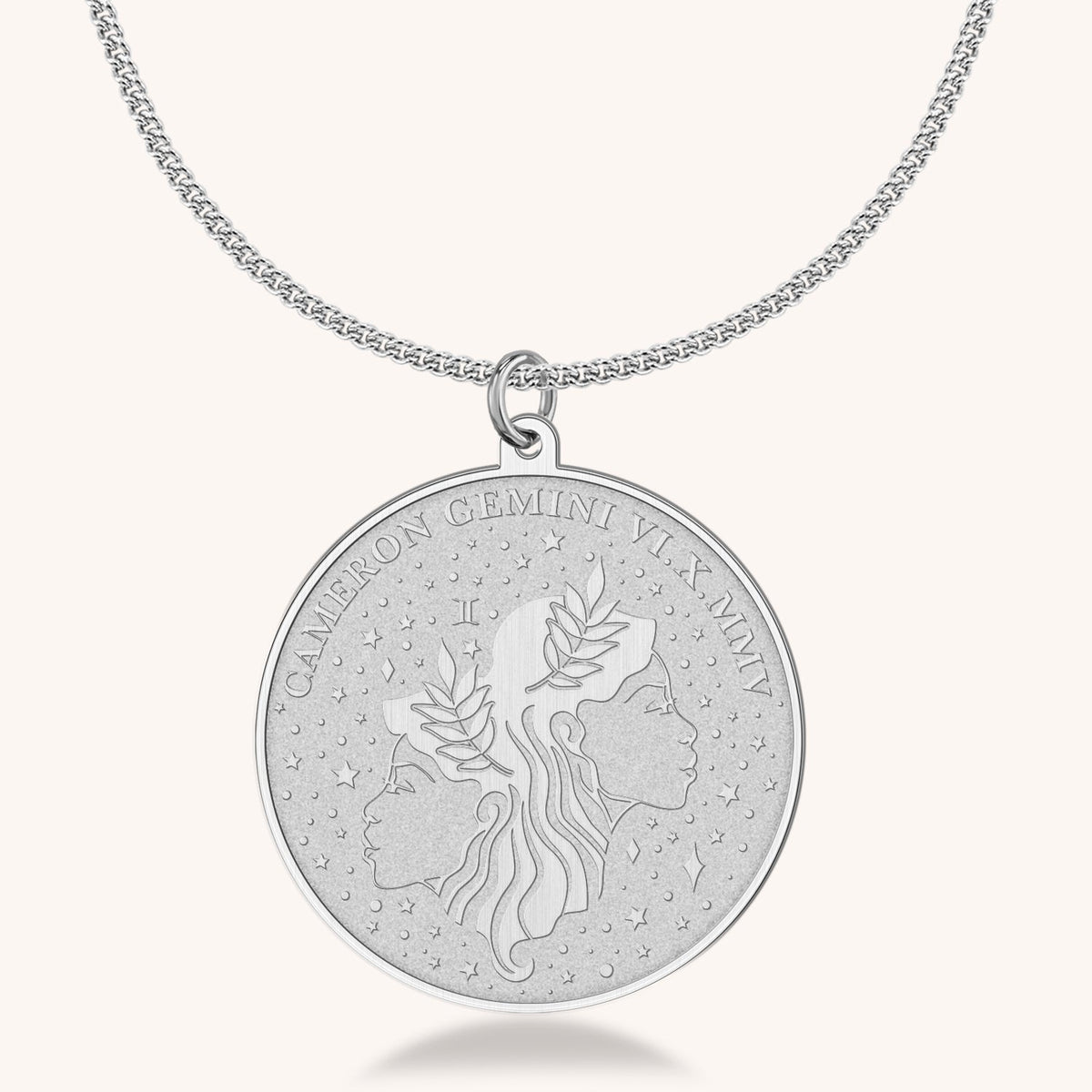 10k Gold Gemini Zodiac Medallion Necklace