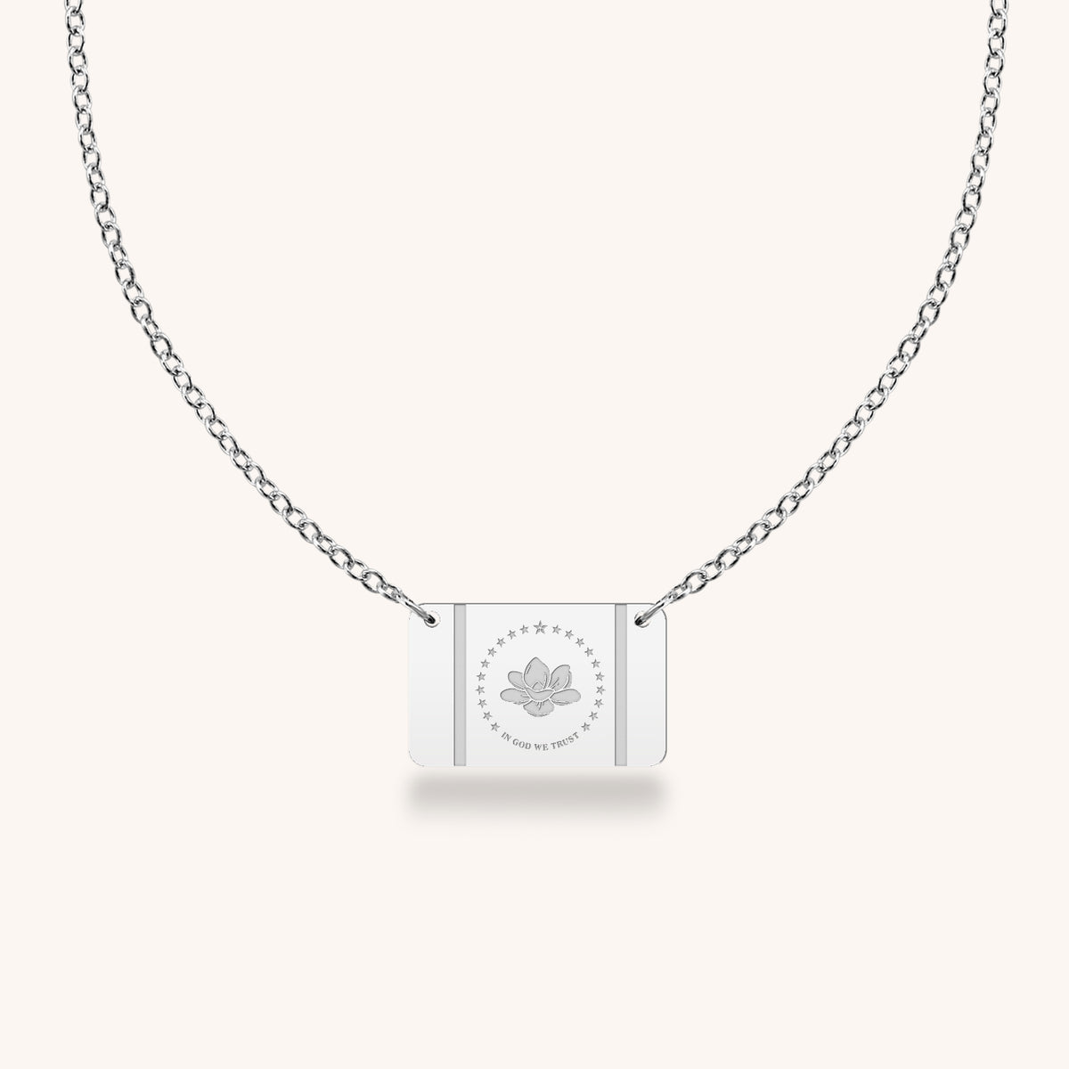 Sterling Silver Mississippi State Flag Necklace