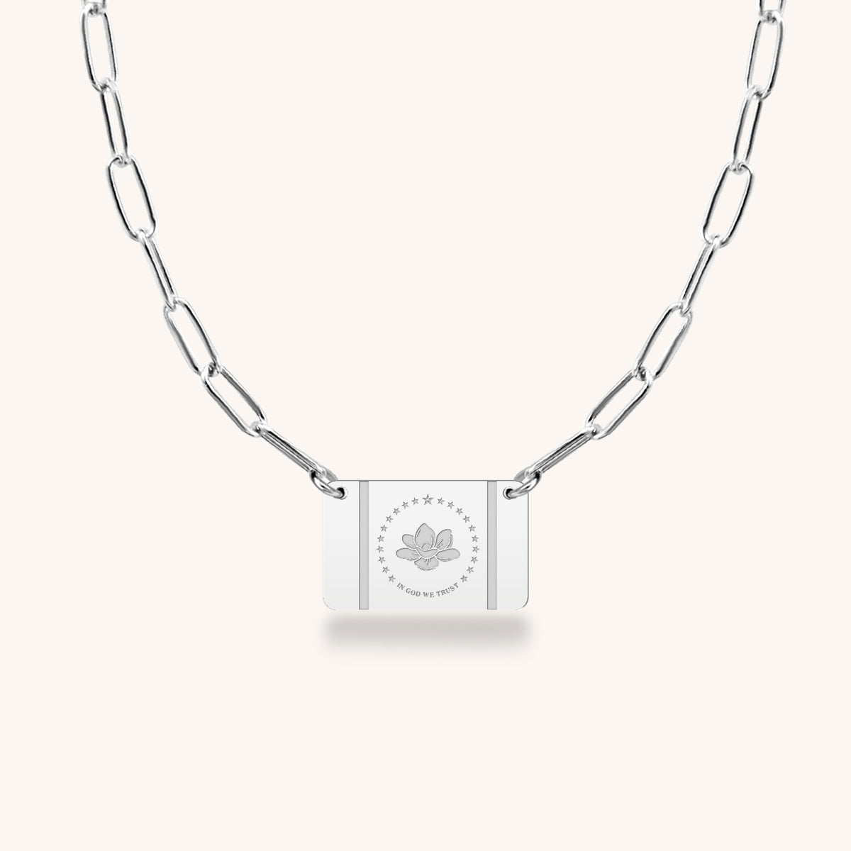 Sterling Silver Mississippi State Flag Necklace