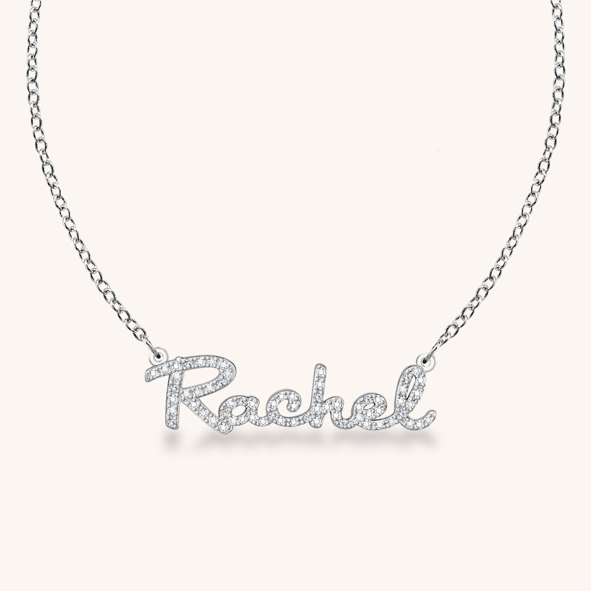 Sterling Silver Rachel Diamond Nameplate