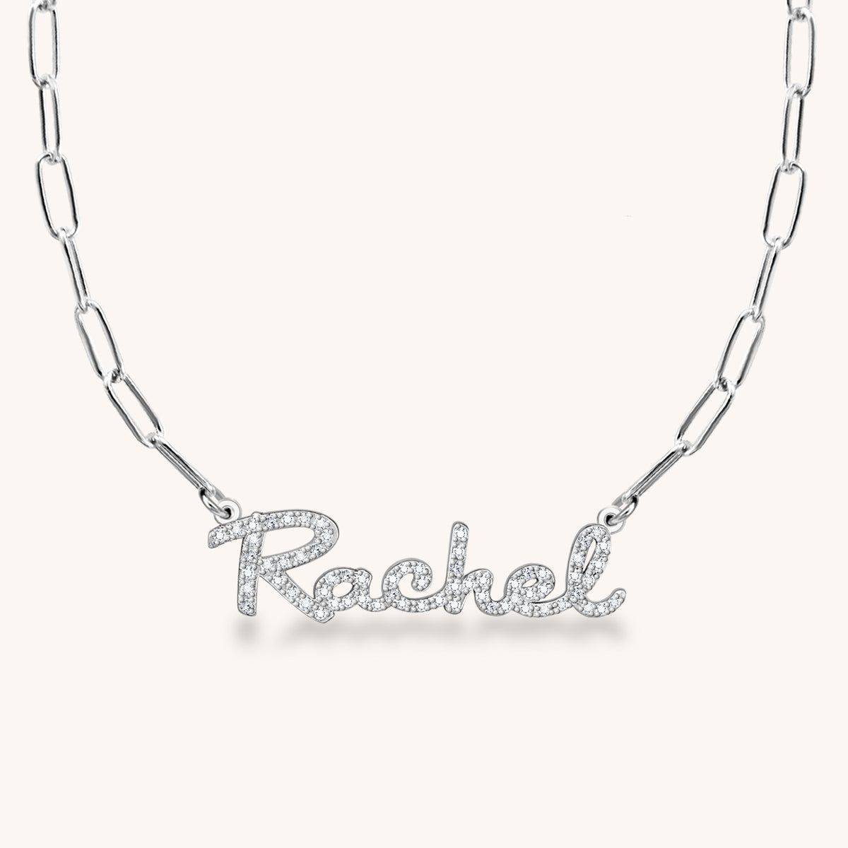 Sterling Silver Rachel Diamond Nameplate