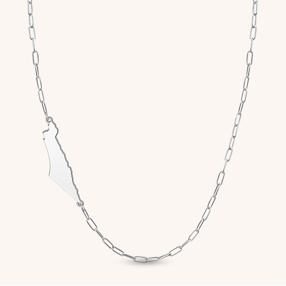 Sterling Silver Sideways State of Israel Paperclip Necklace