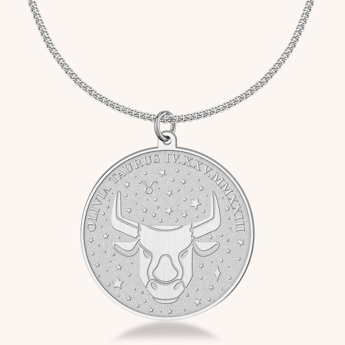 14k Gold Taurus Zodiac Medallion Necklace