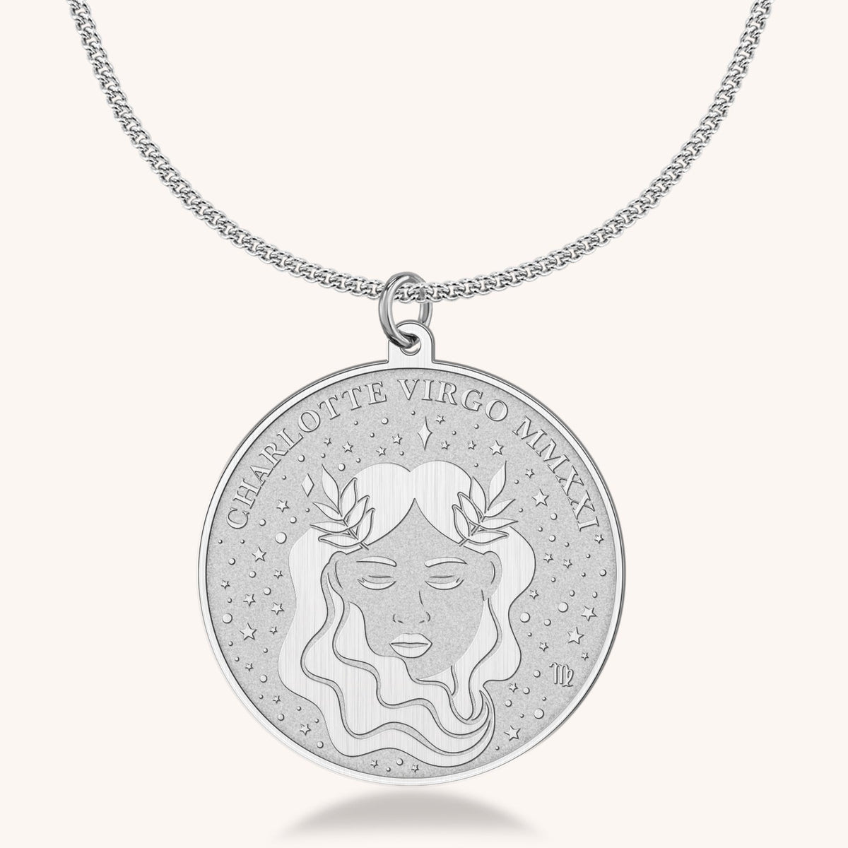 10k Gold Virgo Zodiac Medallion Necklace