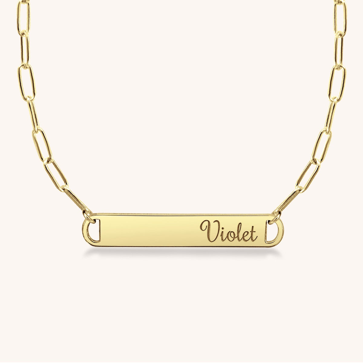 14k Gold Lake Staple Bar Paperclip Necklace