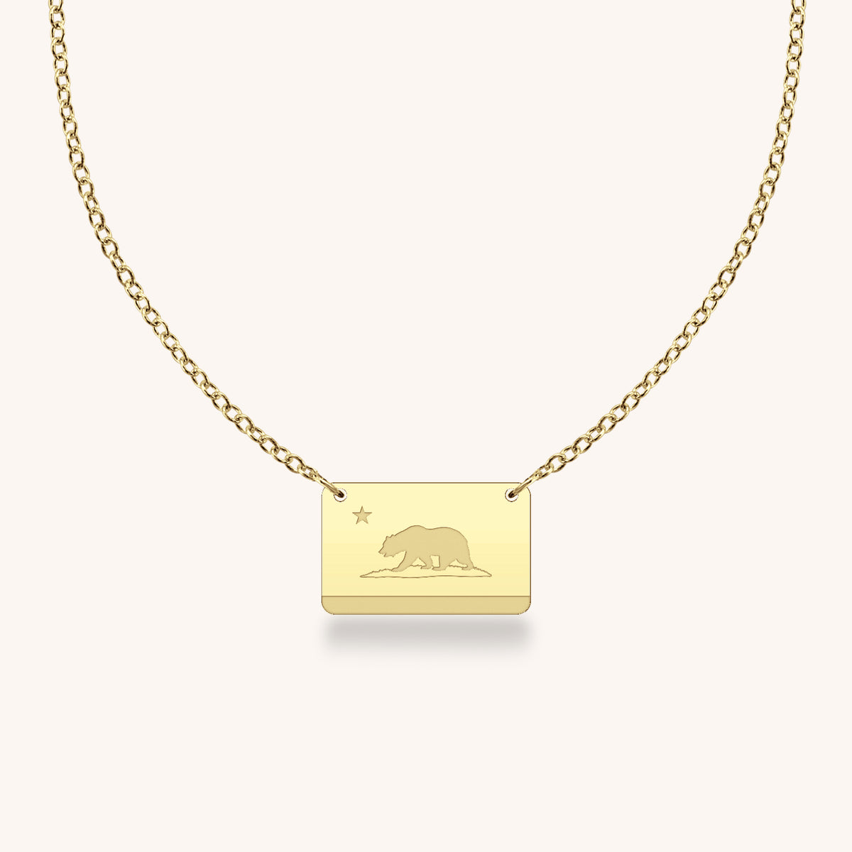 10k Gold California State Flag Necklace