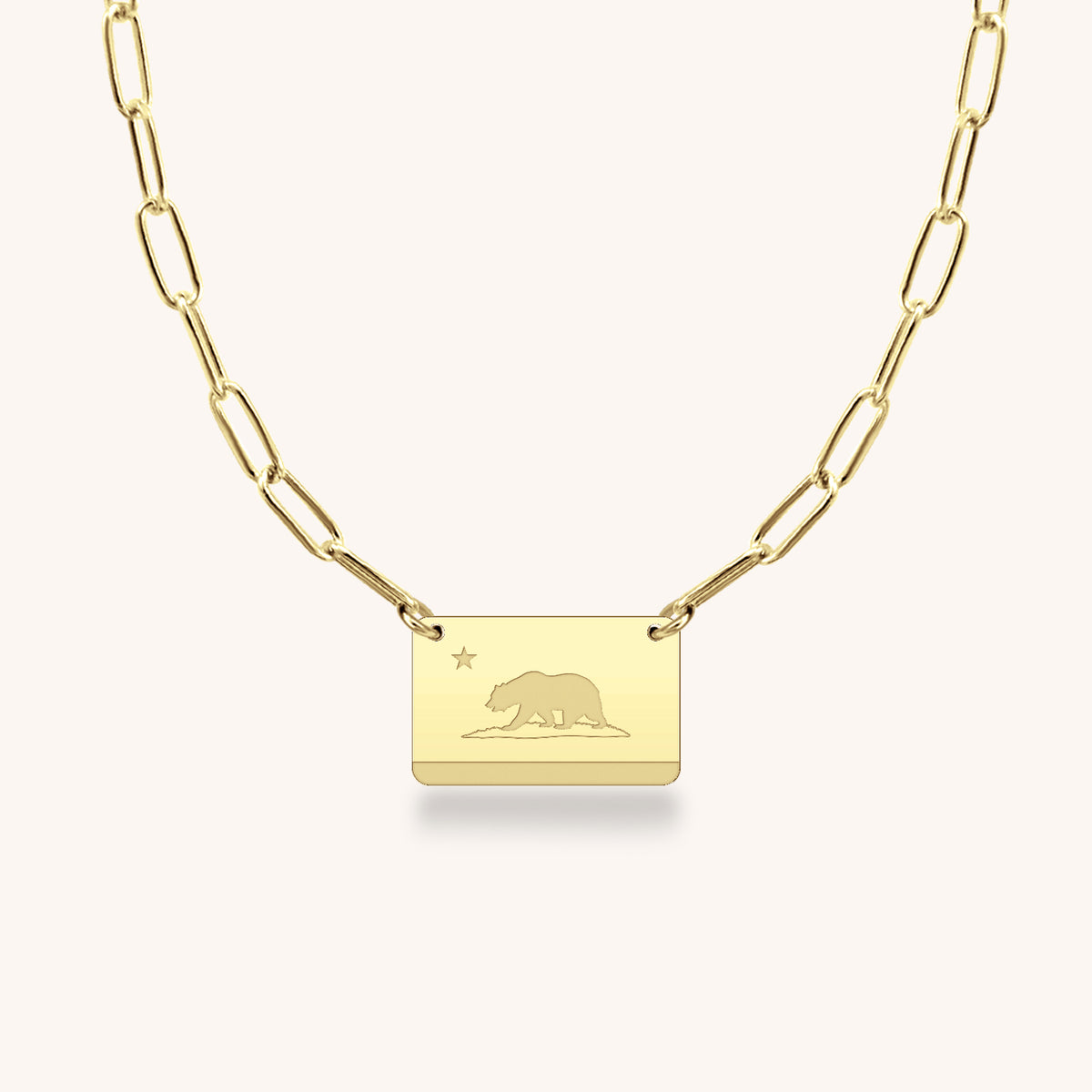 14k Gold California State Flag Necklace