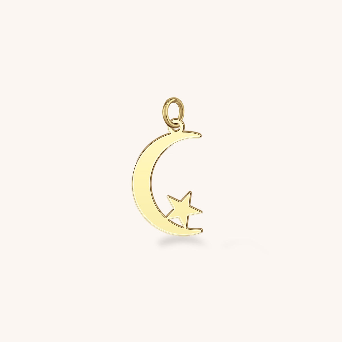 10k Gold Crescent Moon &amp; Star Charm