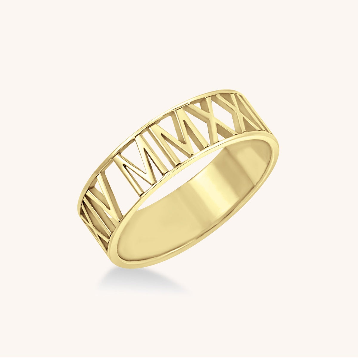 14k Gold Roman Numeral Year Ring (Larger Sizes)