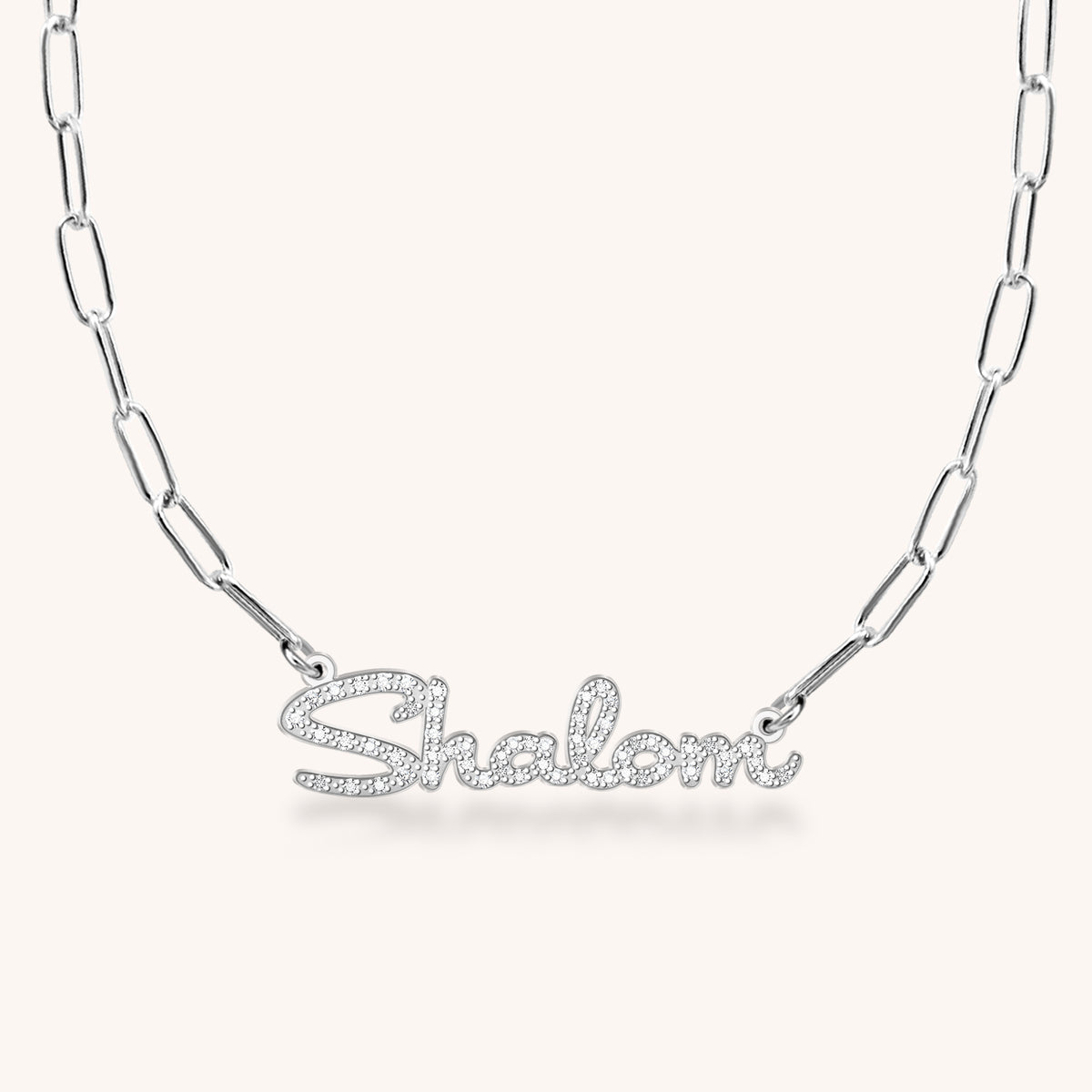 Sterling Silver Shalom Diamond Nameplate