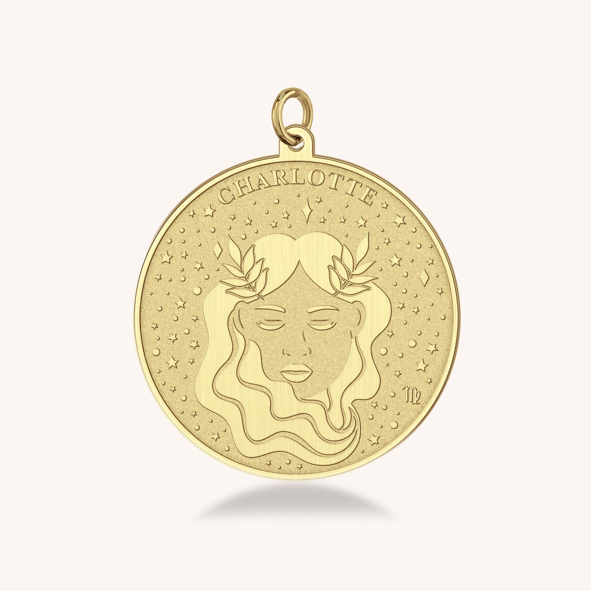 10k Gold Virgo Zodiac Medallion Necklace