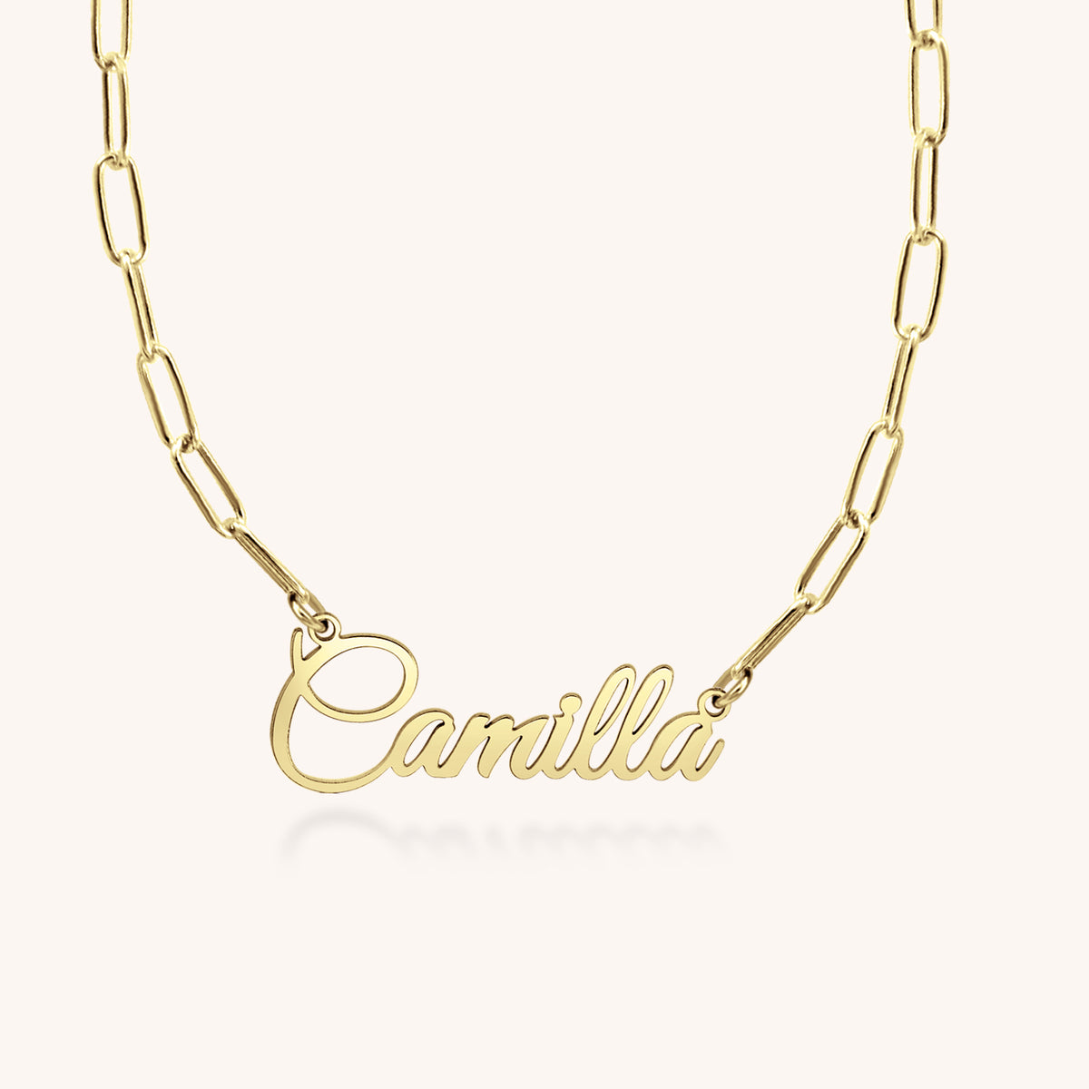 Camilla Nameplate Paperclip Necklace