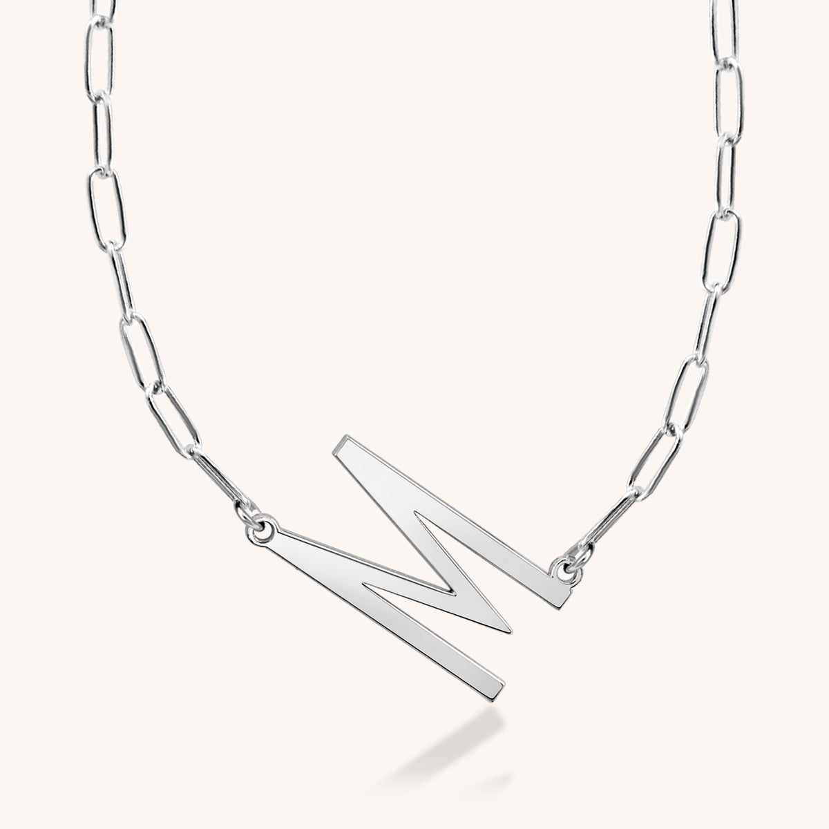Jamie Block Initial Paperclip Necklace
