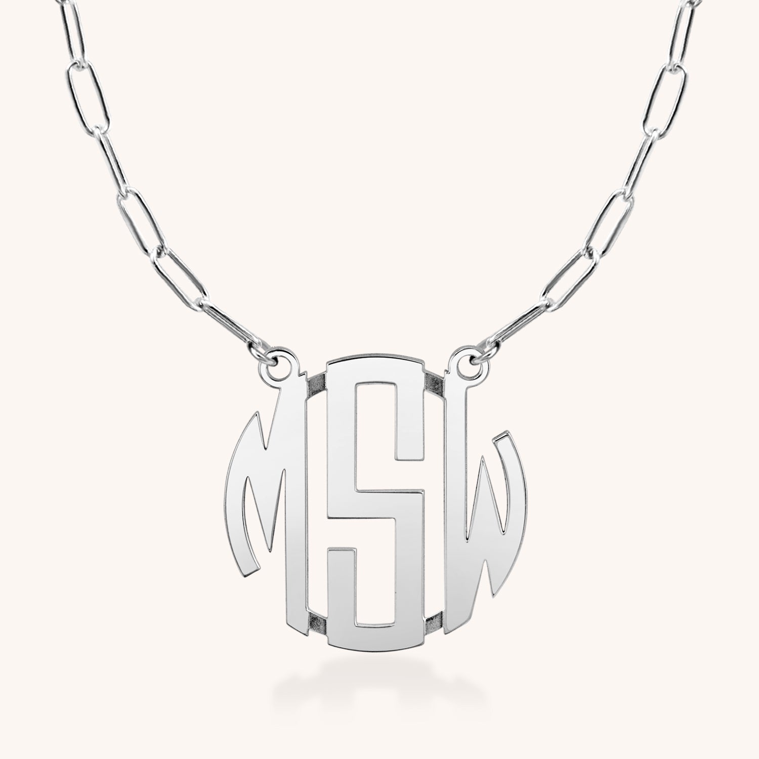 Small 10K Gold Block Letter Monogram Necklace