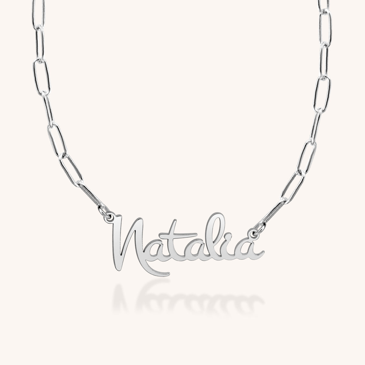 Natalia Nameplate Paperclip Necklace